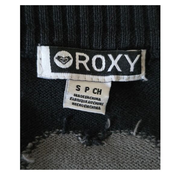 Roxy Black Gray Two Tone Button Cardigan Sweater Size Small Womens Minimalist - Picture 5 of 6
